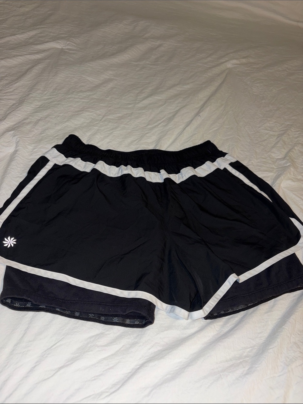 Athleta Black Athletic Shorts with White Trim Accents
